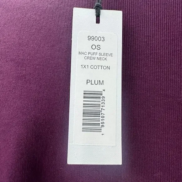 Michael Stars Mac Puff Sleeve Crew Neck Pullover Sweatshirt Plum Size OS NWT - Picture 9 of 11